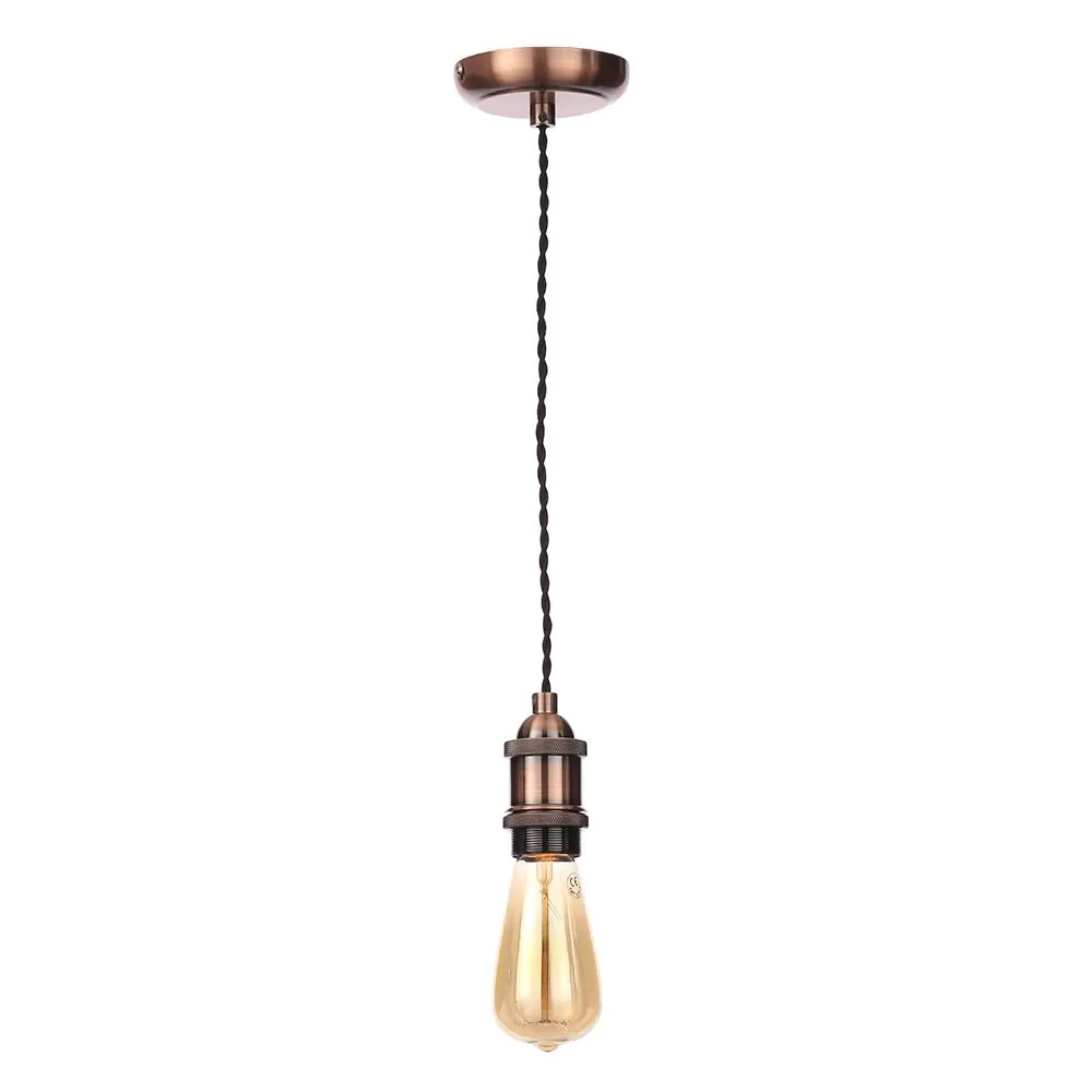 Industrial Style Black Cable Ceiling Pendant, Antique Copper