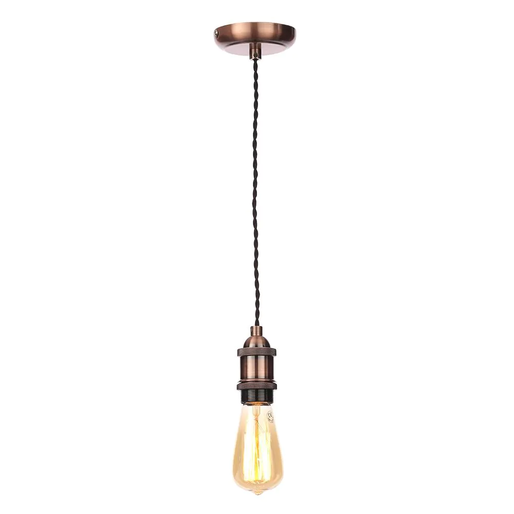 Industrial Style Black Cable Ceiling Pendant, Antique Copper - Image 6