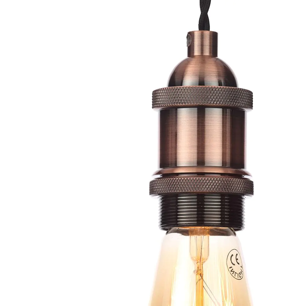 Industrial Style Black Cable Ceiling Pendant, Antique Copper - Image 7