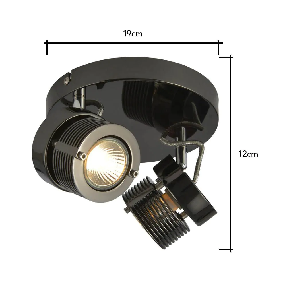 Lucas Twin Ceiling Spotlight Plate, Black Chrome - Image 6