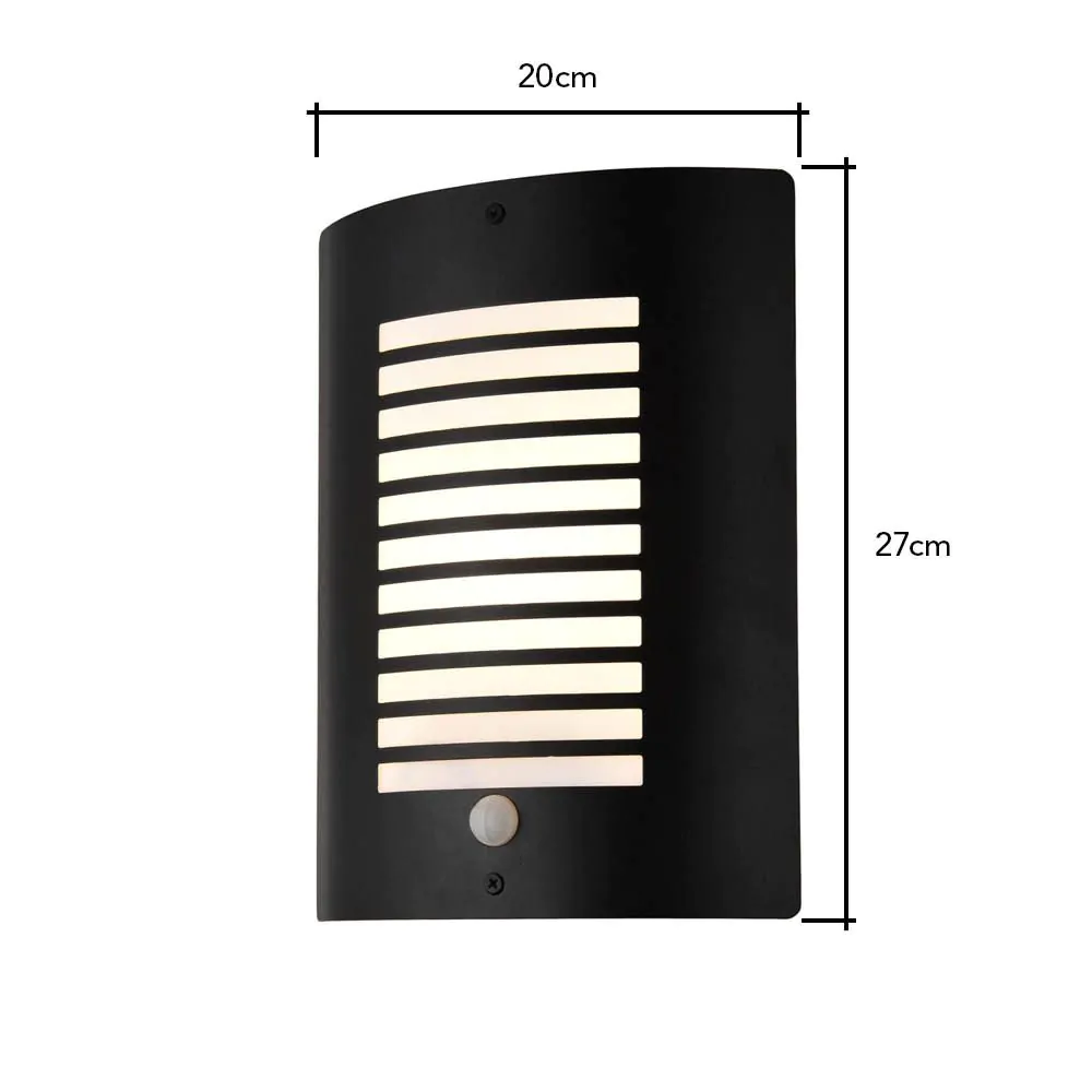 Hale Panel Slatted Wall Lantern With PIR, Black - Image 6