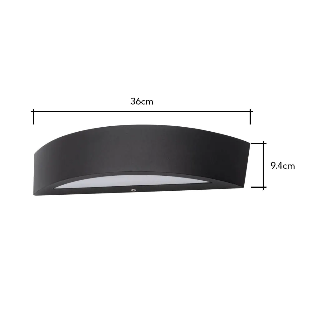 Albie Outdoor Curved LED Up And Down Wall Light, Black - Image 7