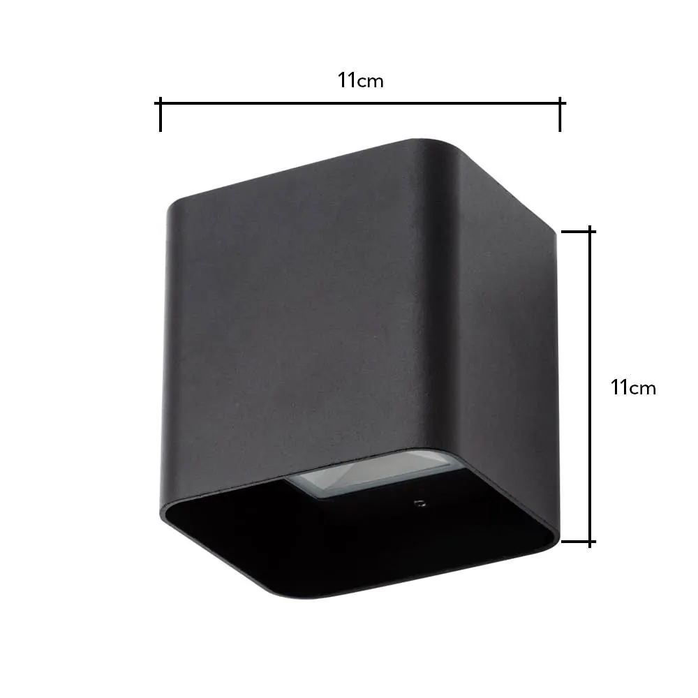 Cameron Outdoor LED Square Up And Down Wall Light, Black - Image 6