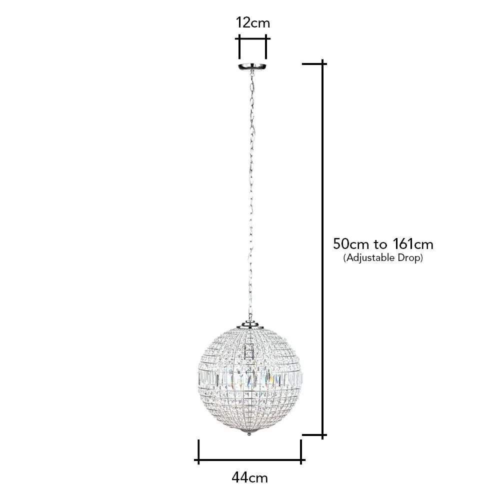 Large Ursula Crystal Ball Pendant, Chrome - Image 8