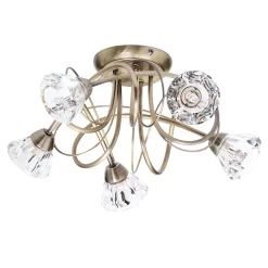 Marianne Flush Ceiling Light, Antique Brass