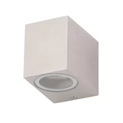 Etna Outdoor Square Wall Down Light, Polished Aluminium