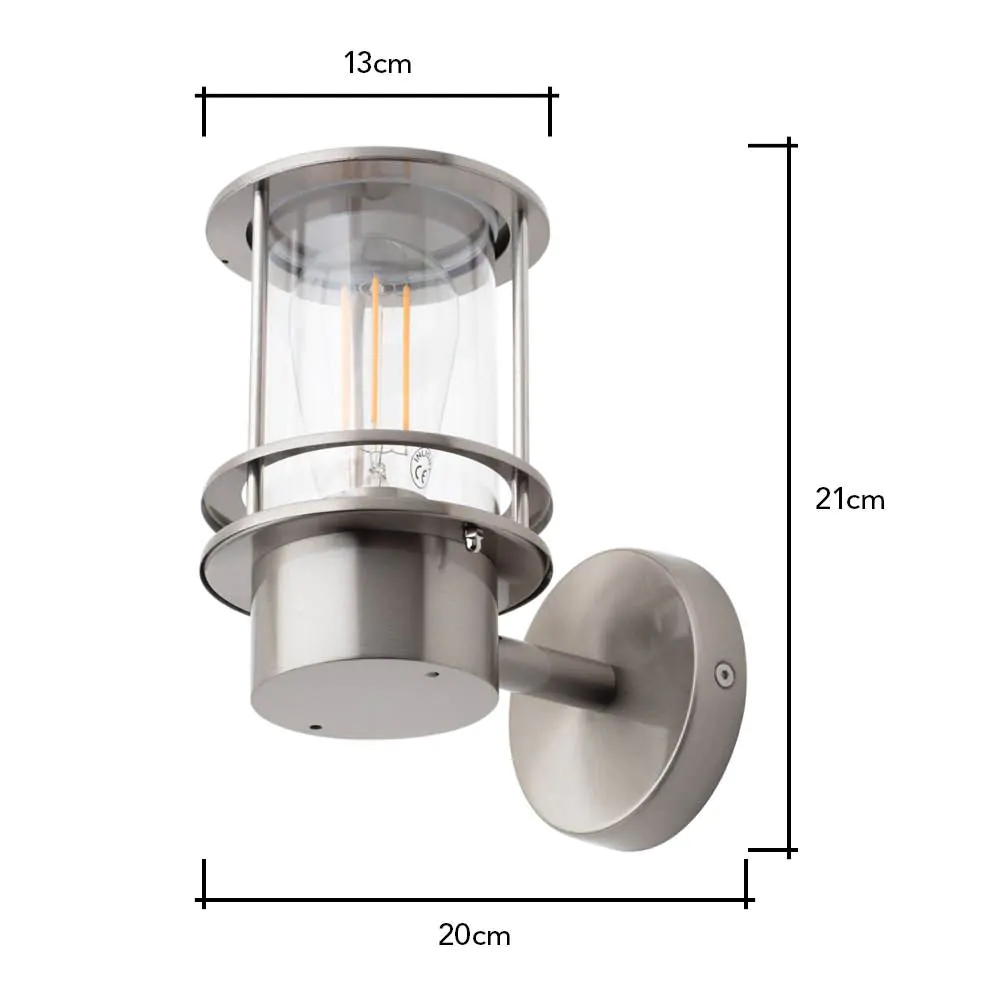 Canis Miners Style Outdoor Wall Lantern, Stainless Steel - Image 7