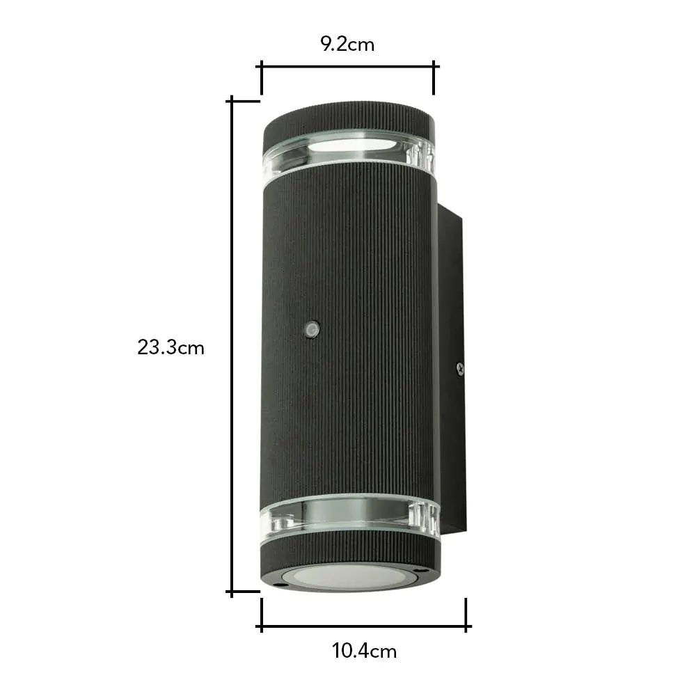 Murray Up And Down Outdoor Cylinder Wall Light With Photocell, Black - Image 6