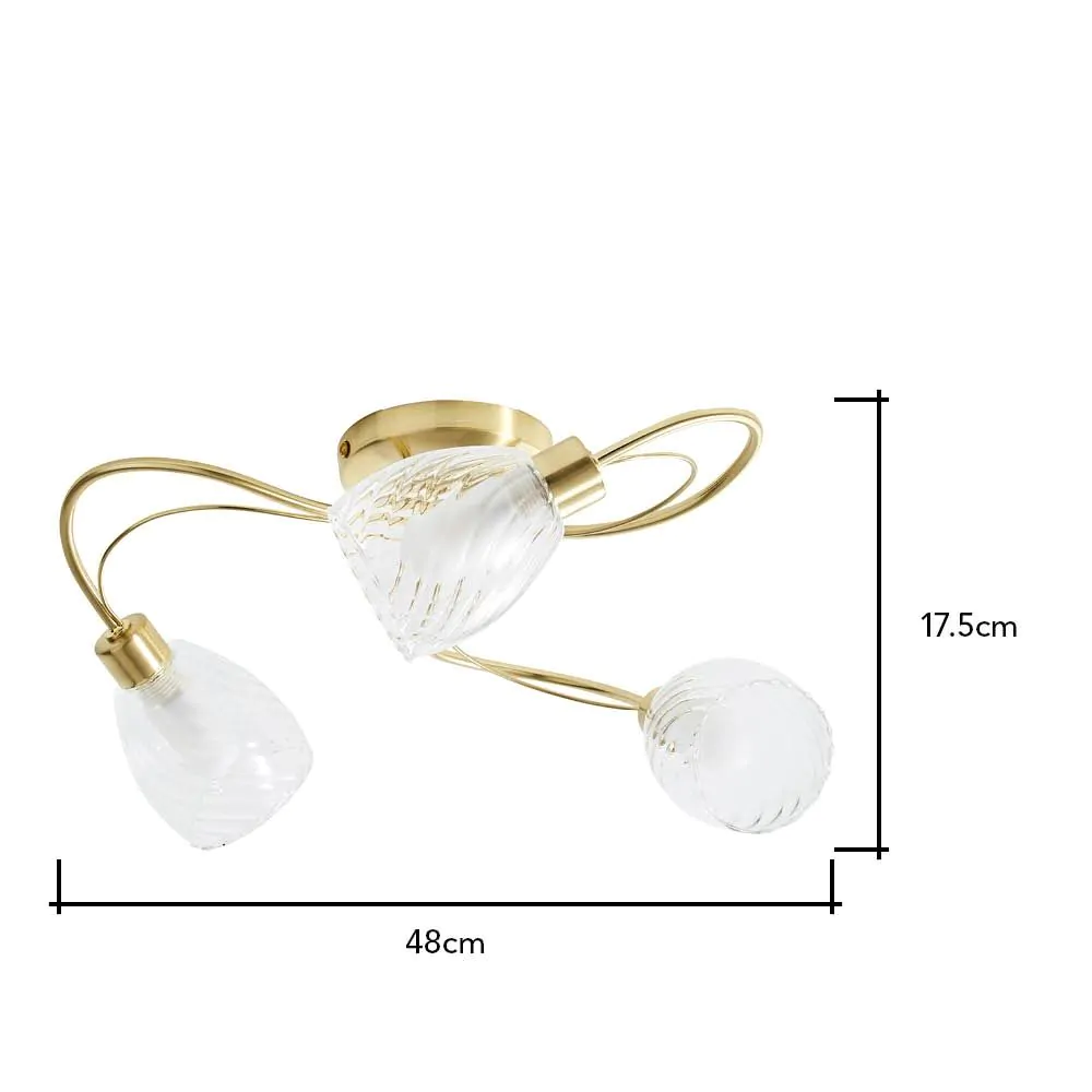 Arya Tangle Bathroom Flush Ceiling Light, Satin Brass - Image 6