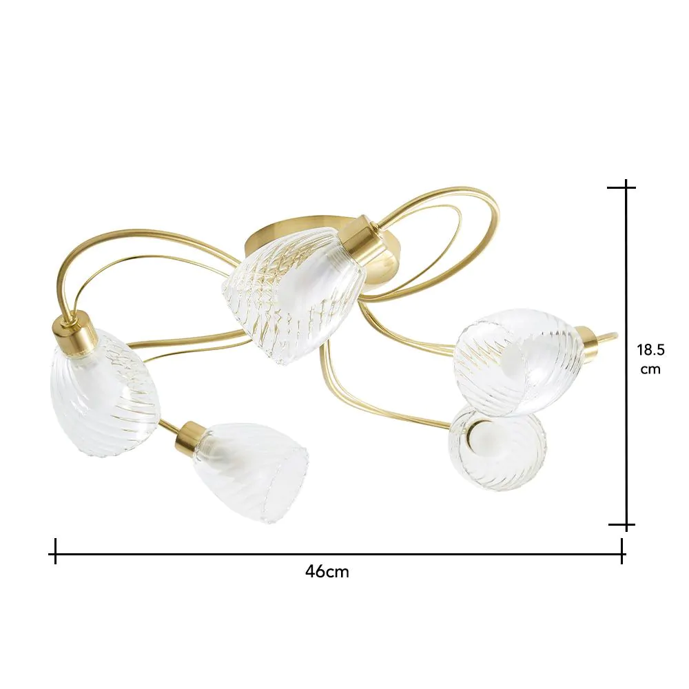 Arya Tangle Flush Bathroom Ceiling Light, Satin Brass - Image 6