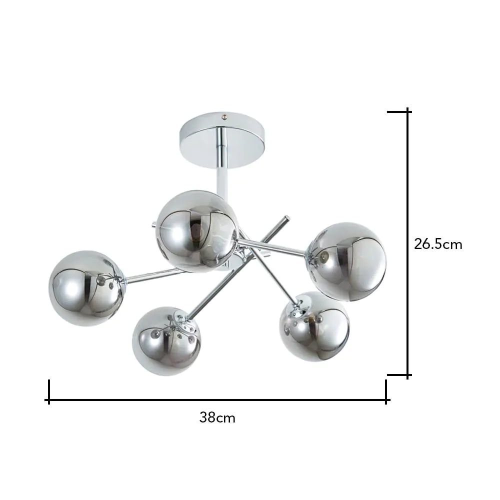 Nera Cross Arm Bathroom Semi Flush Ceiling Light, Chrome - Image 6