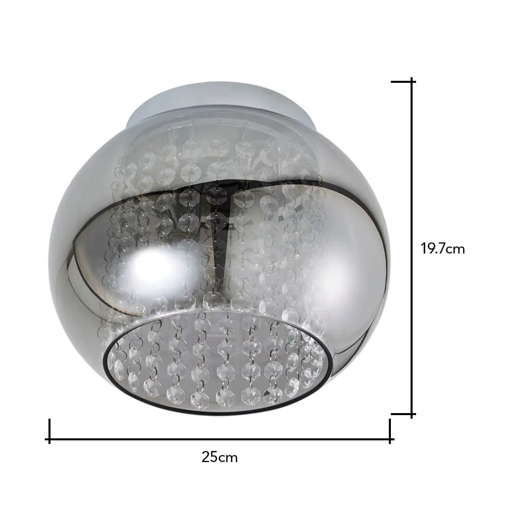 Lucia Cloche Bathroom Flush Ceiling Light, Smoke - Image 6