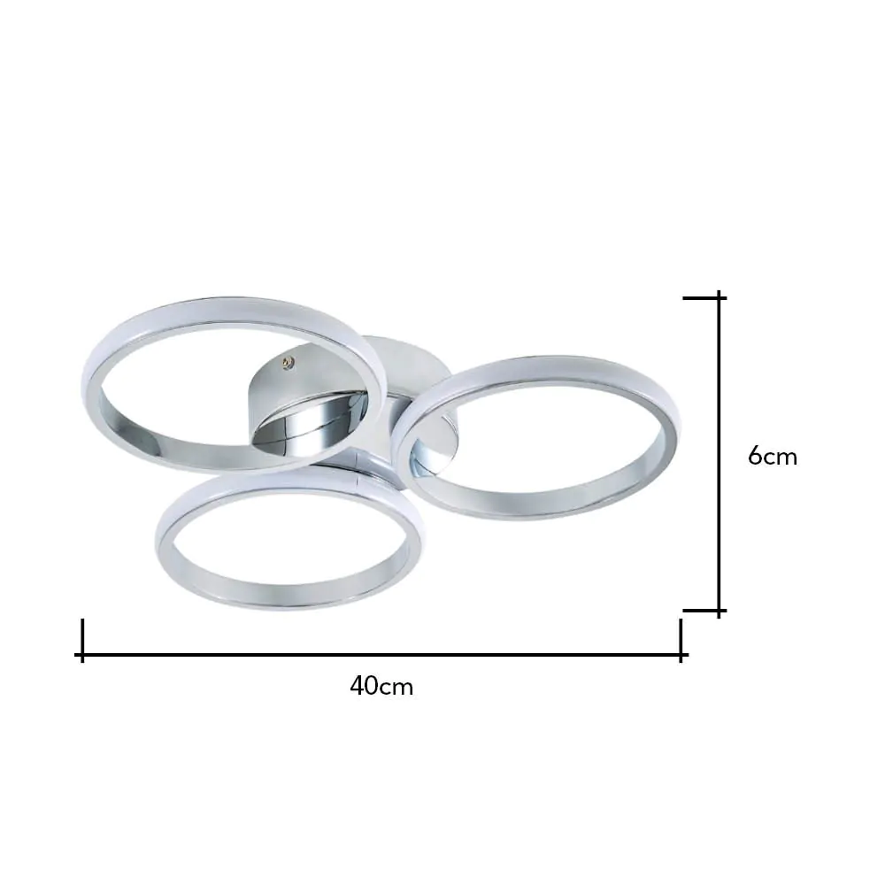 Sula LED Rings Bathroom Flush Ceiling Light, Chrome - Image 6