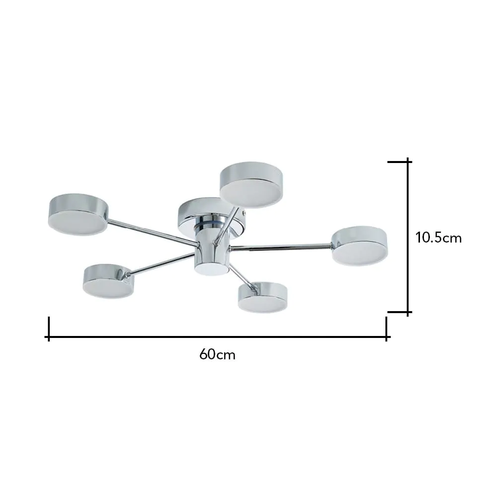 Cian Large LED Bathroom Flush Ceiling Light, Chrome - Image 6