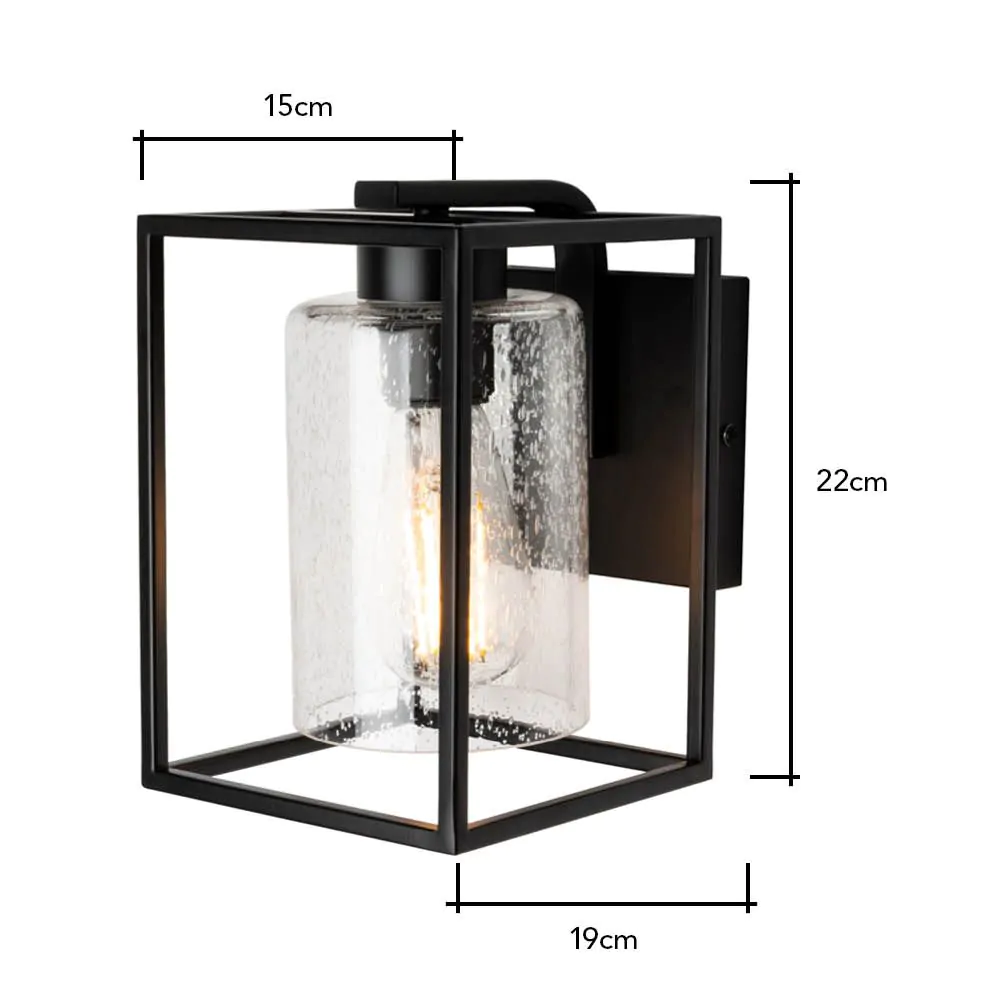 Hardy Cage Wall Light With Bubble Glass Shade, Matte Black - Image 6