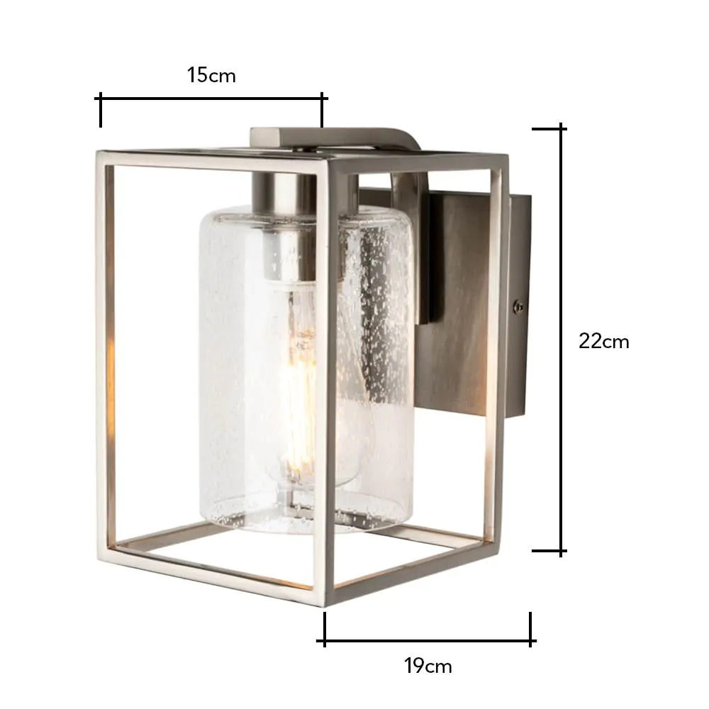 Hardy Cage Wall Light With Bubble Glass Shade, Satin Nickel - Image 6