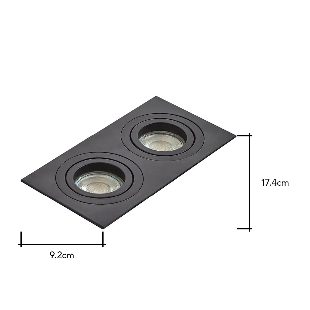Faina Adjustable Double Squared Recessed Downlight, Matte Black - Image 6