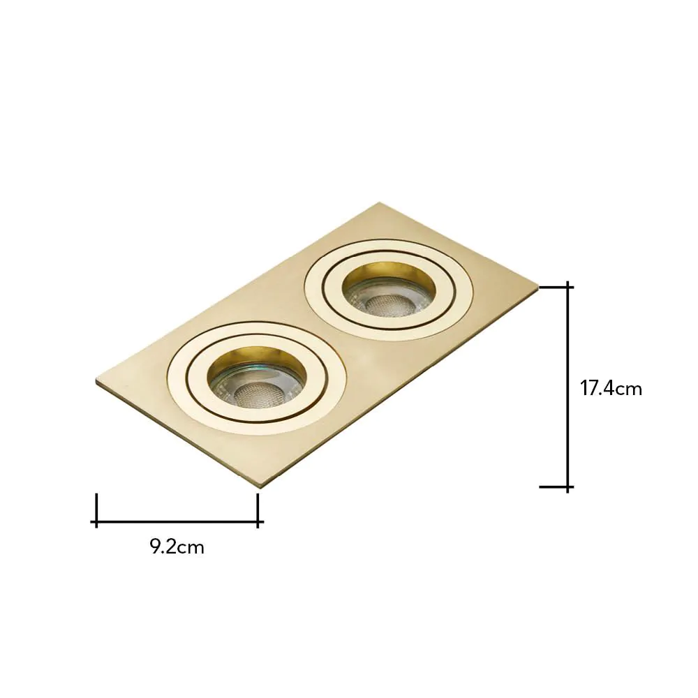 Faina Adjustable Double Squared Recessed Downlight, Brass - Image 6