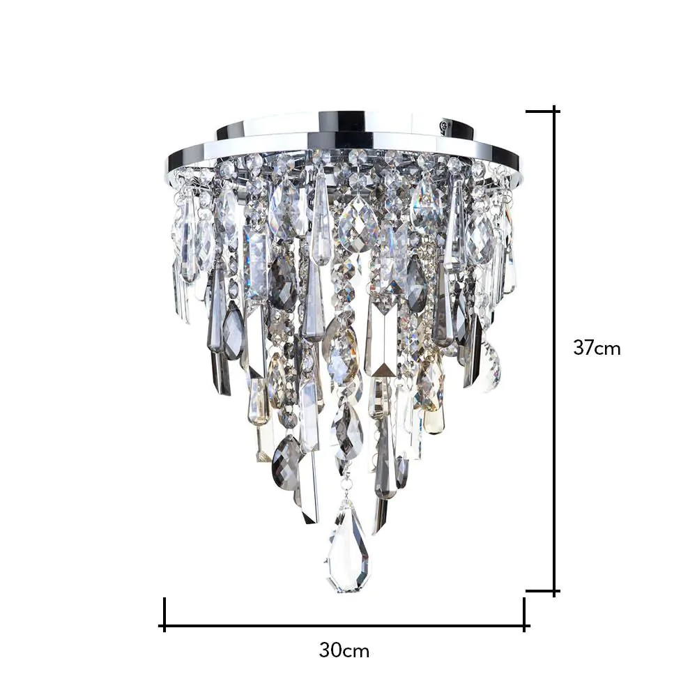 Jennifer Flush Ceiling Light With Mixed Cut Glass, Chrome - Image 3