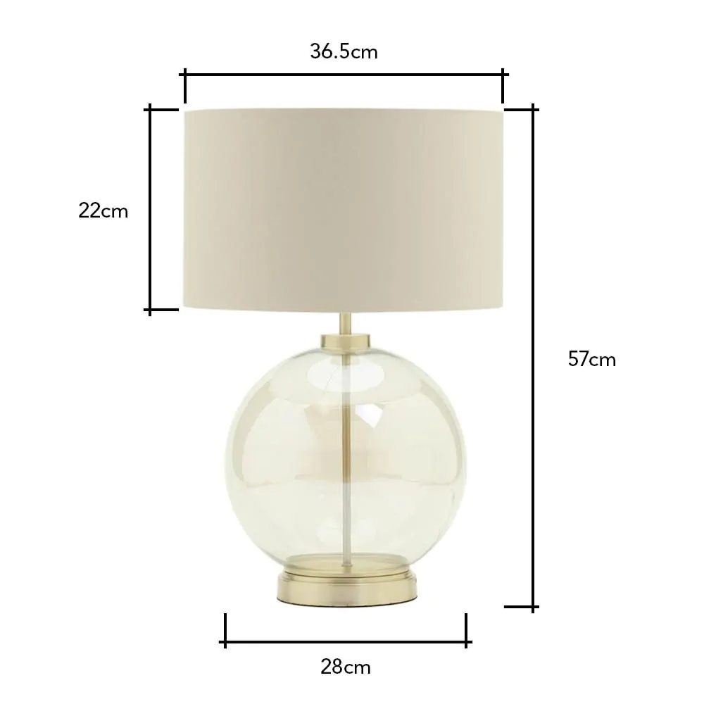 Metro Clear Glass Sphere Table Lamp, Satin Brass And Champagne - Image 8