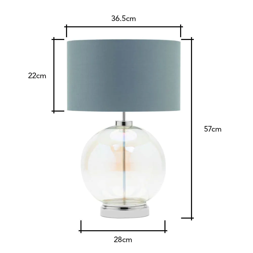 Metro Iridescent Glass Sphere Table Lamp, Nickel And Grey - Image 7