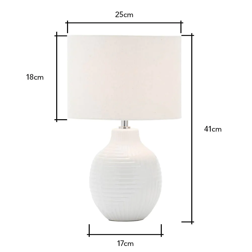 Gus Embossed Ceramic Table Lamp, White - Image 6