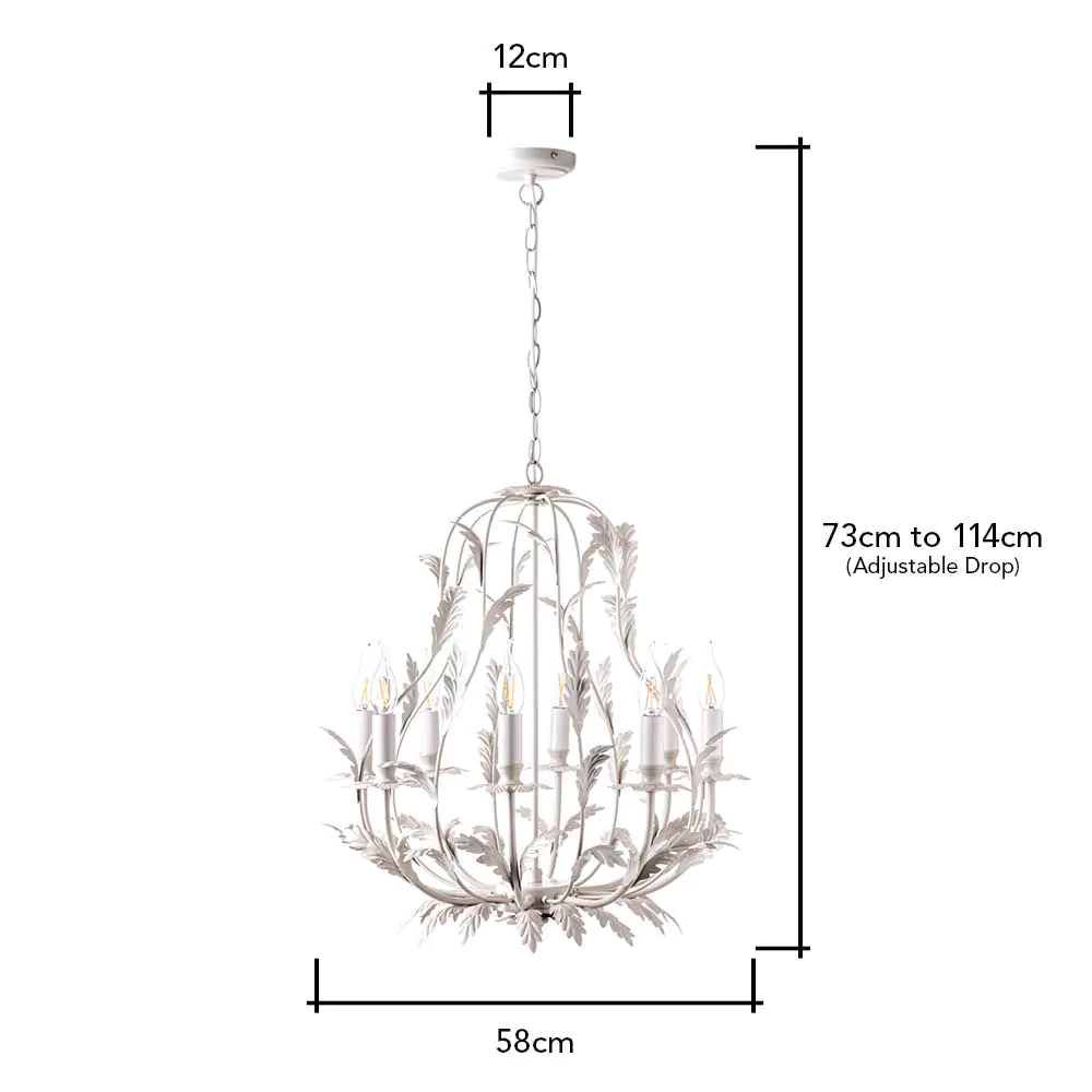 Flo 8 Light Chandelier, Satin Ivory - Image 6