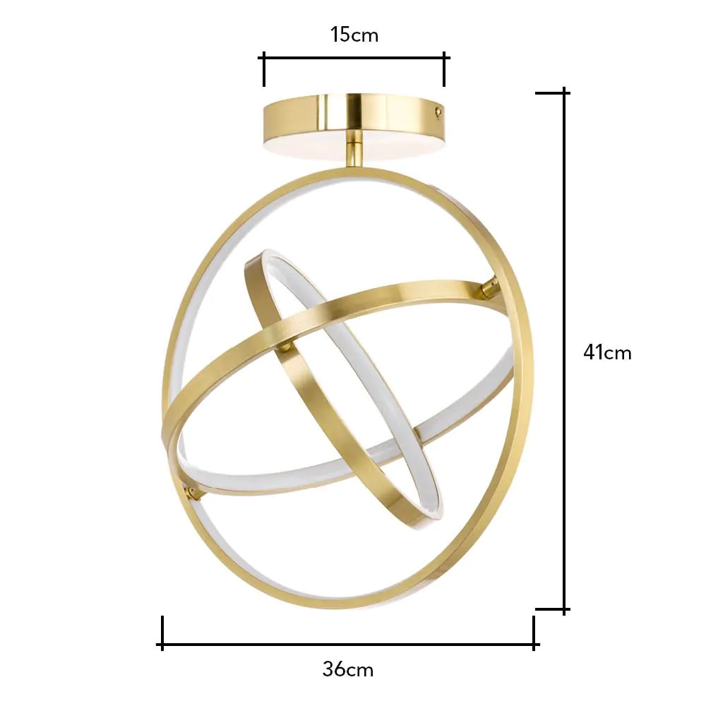 Ingel Rings Orbital LED Flush Ceiling Light, Satin Brass - Image 7