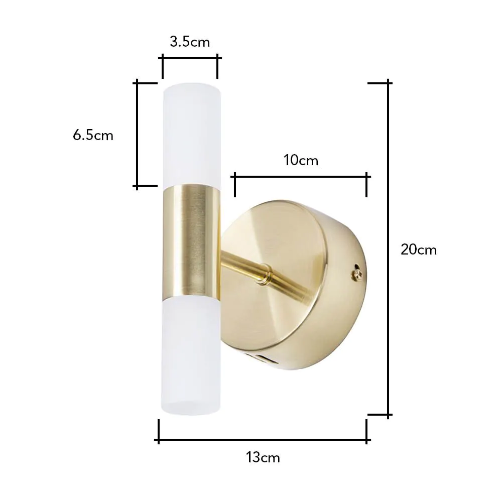 Lois Twin Frosted Wall Light, Satin Brass - Image 7