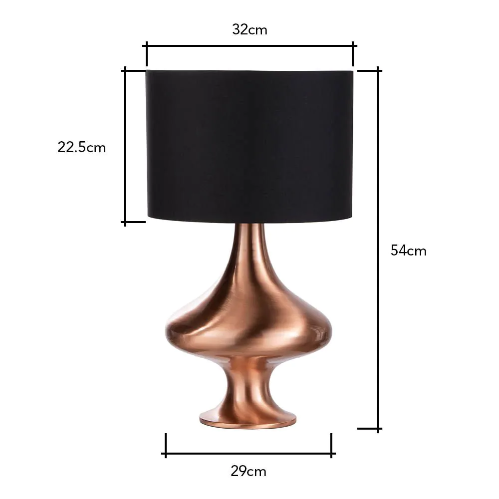 Caen Spun Table Lamp With Black Shade, Copper - Image 6
