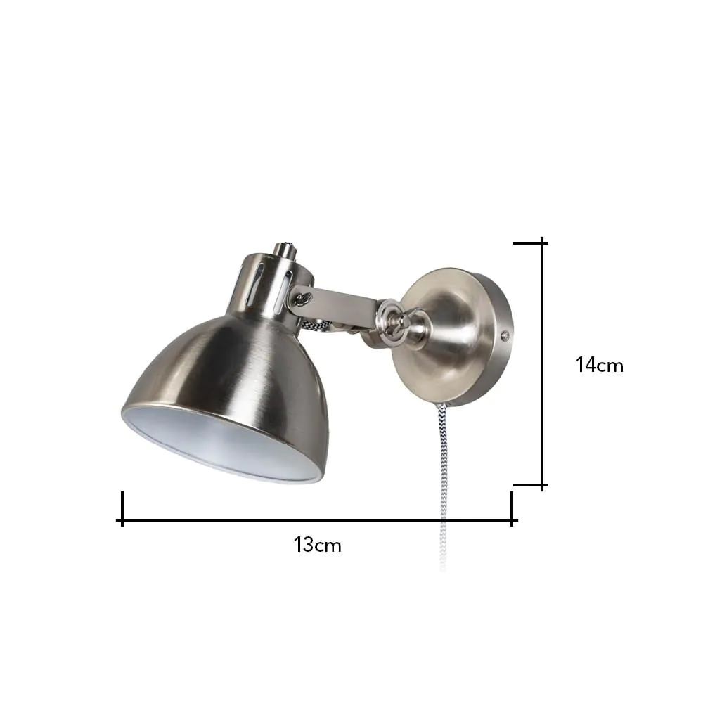 Daria Plug In Wall Light, Satin Nickel - Image 6