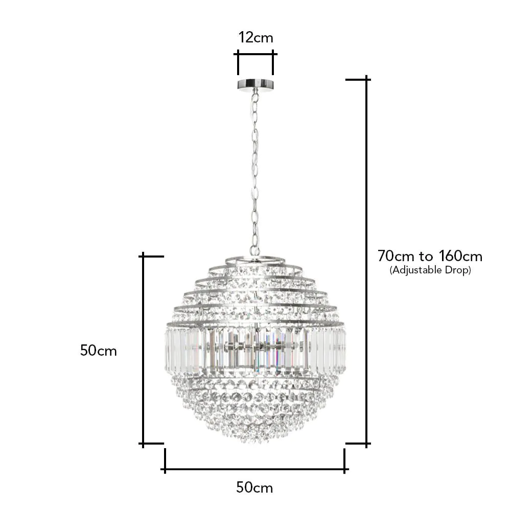 Paladina Large Ball Ceiling Pendant, Chrome - Image 7