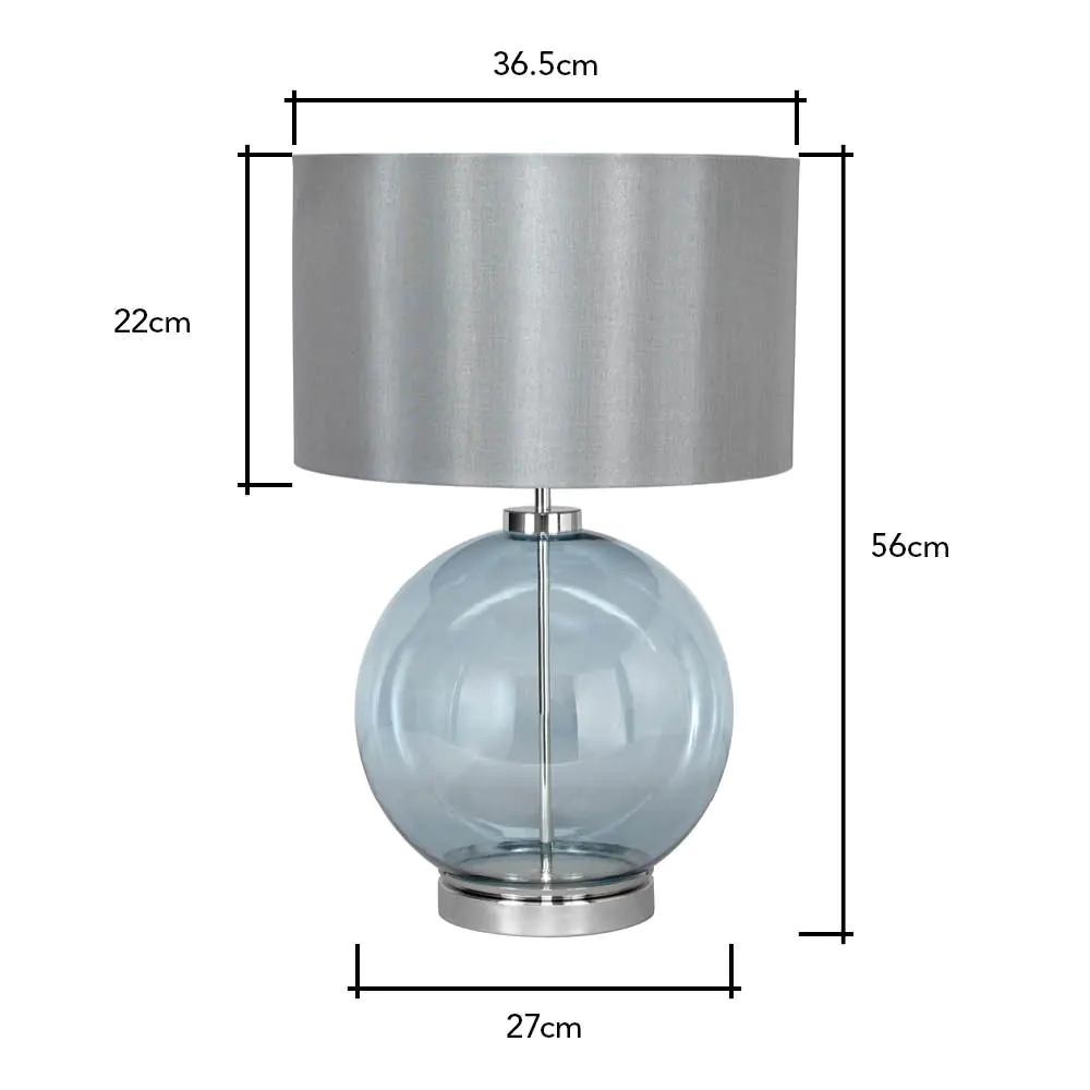 Metro Blue Glass Sphere Table Lamp, Nickel - Image 6