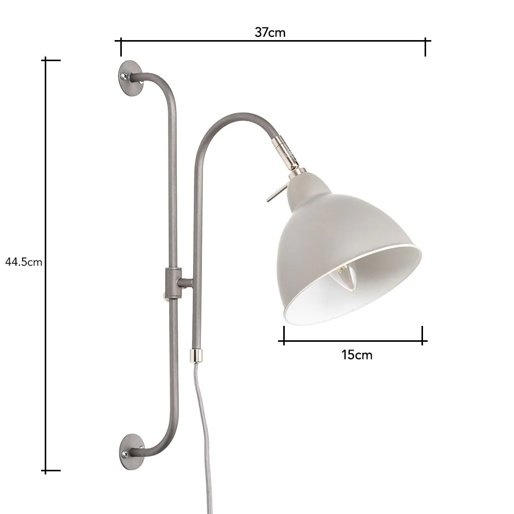 Clark Adjustable Plug-In Wall Light, Grey - Image 6