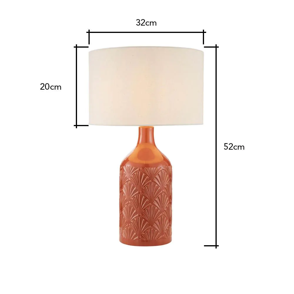 Lucy Ceramic Table Lamp, Terracotta And White - Image 6