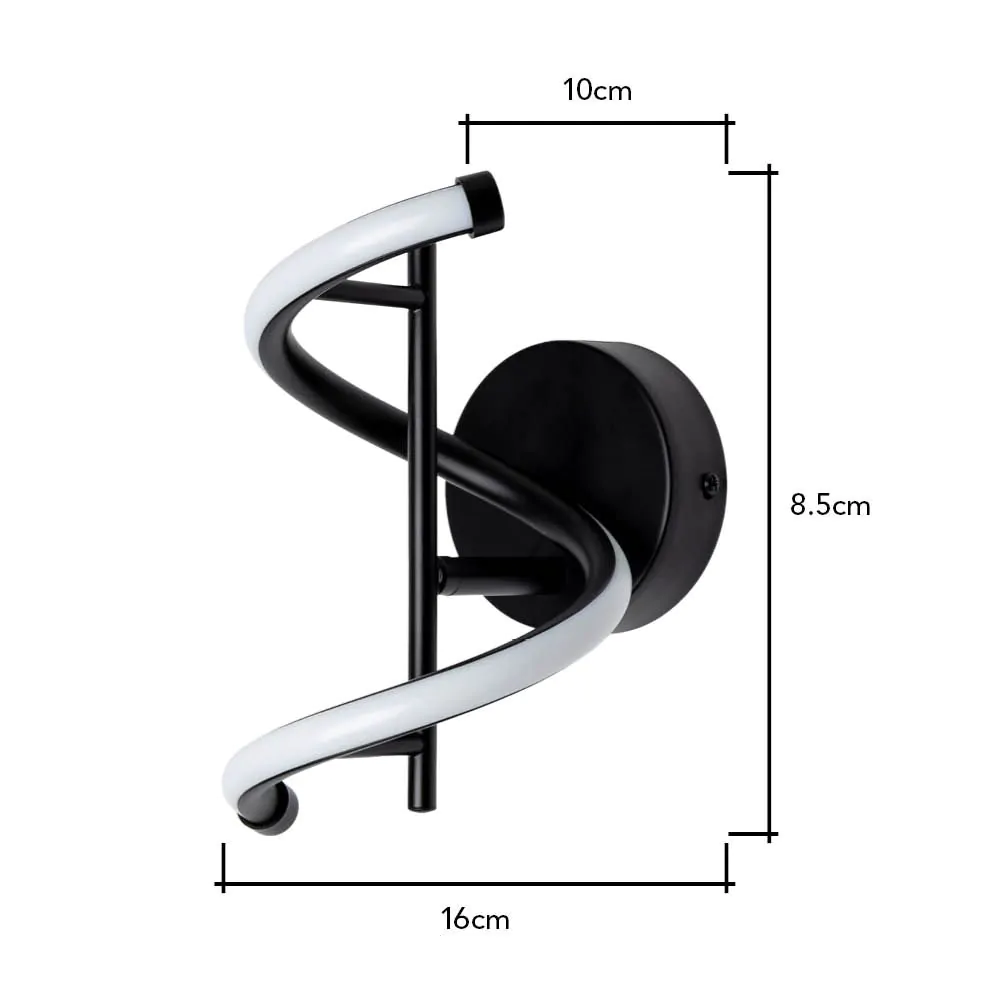 Leo LED Swirl Wall Light, Matte Black - Image 7