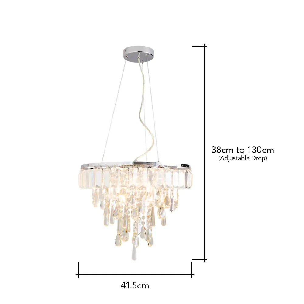 Eleanor Champagne Crystal Pendant, Chrome - Image 9