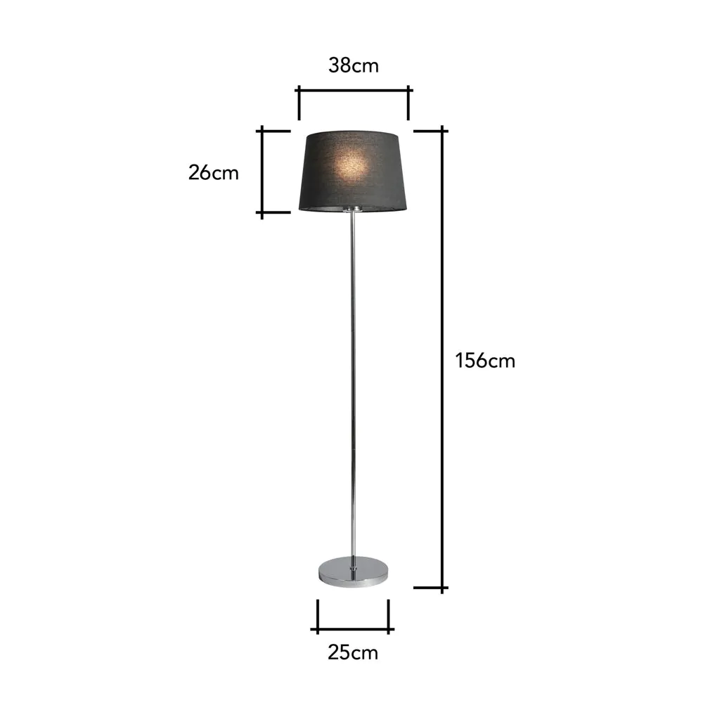 Mira Floor Lamp With Black Shade, Chrome - Image 8