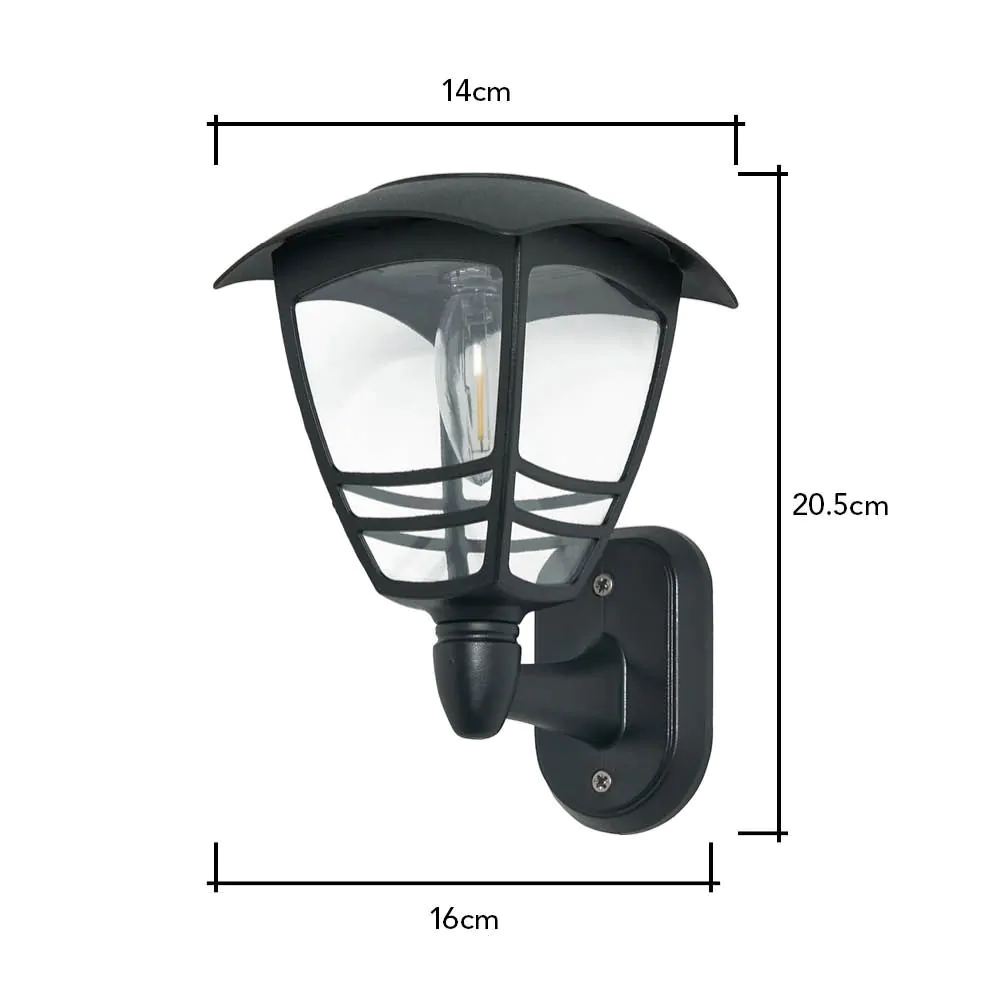 Alzir Outdoor LED Solar Wall Light, Black - Image 7