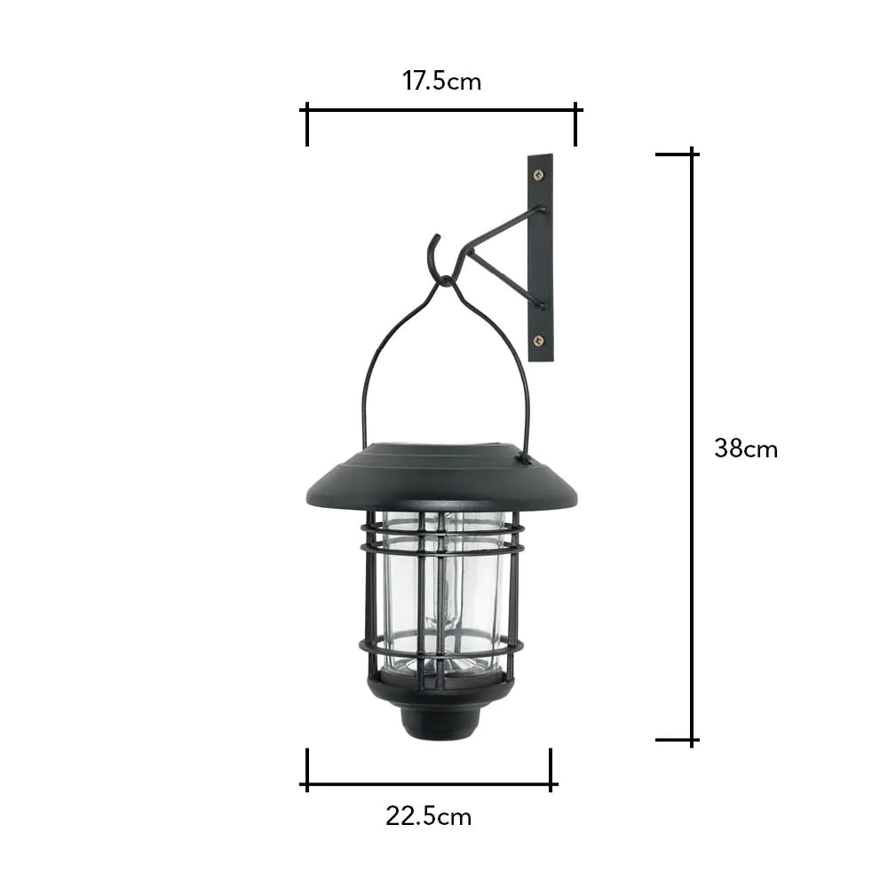 Caelum LED Outdoor Solar Hanging Wall Light, Black - Image 6