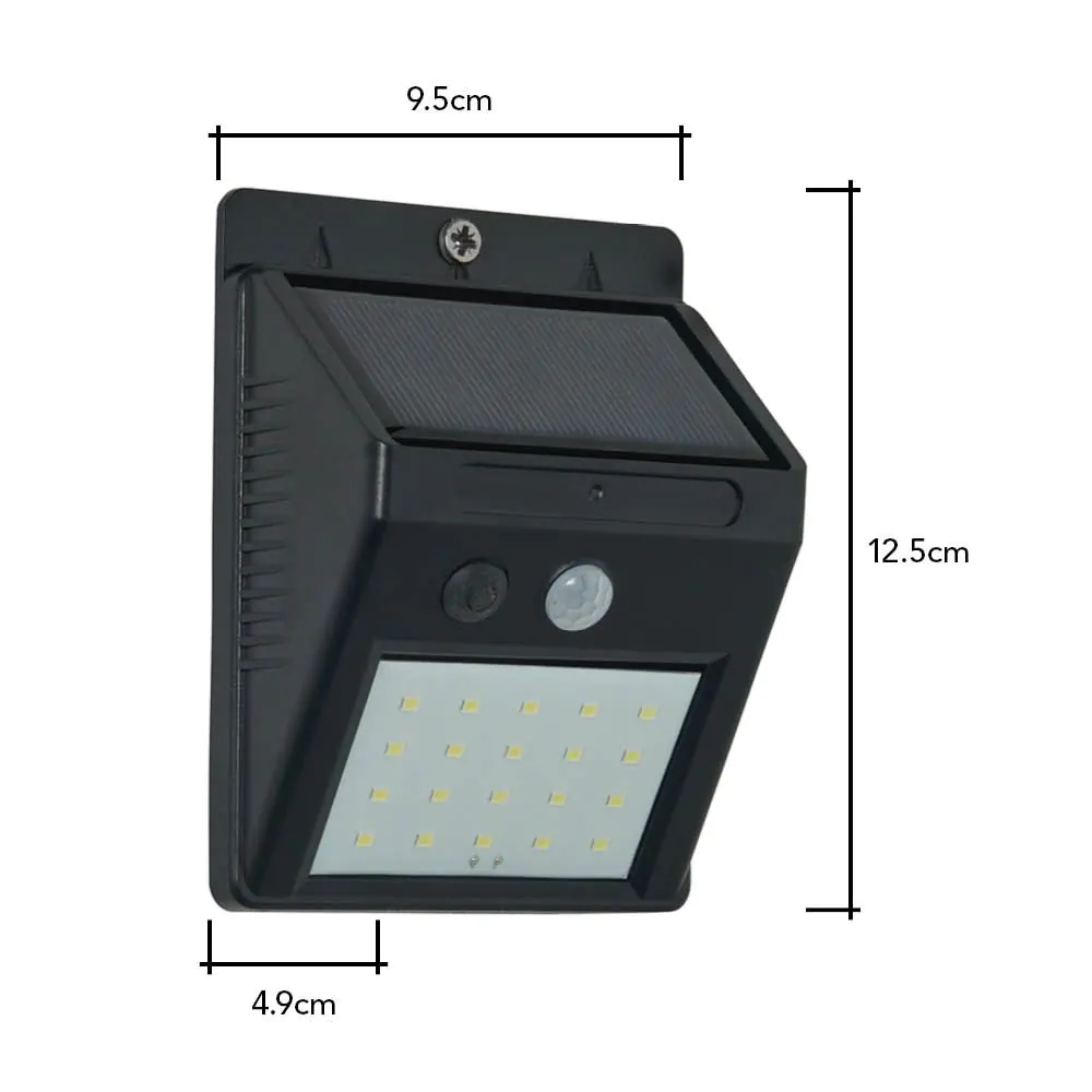 Dara LED Outdoor Solar Wall Light With PIR Sensor, Black - Image 6