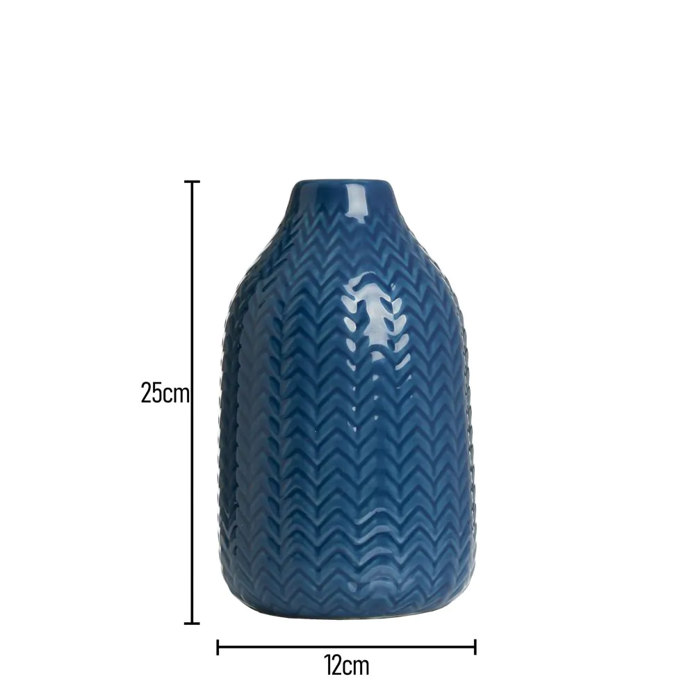 Chevron Ceramic Vase, Blue - Image 5