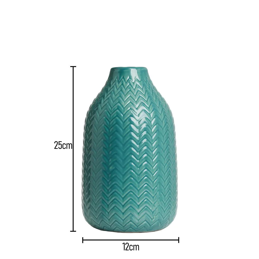 Chevron Ceramic Vase, Green - Image 5