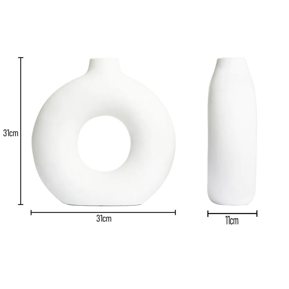 Holey Ceramic Vase, White - Image 5