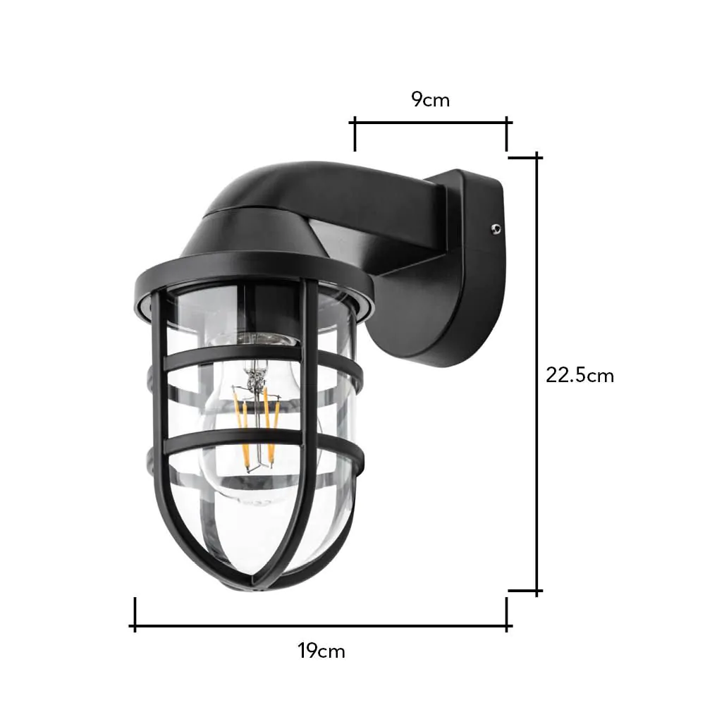 Camb Outdoor Caged Wall Light, Black - Image 7