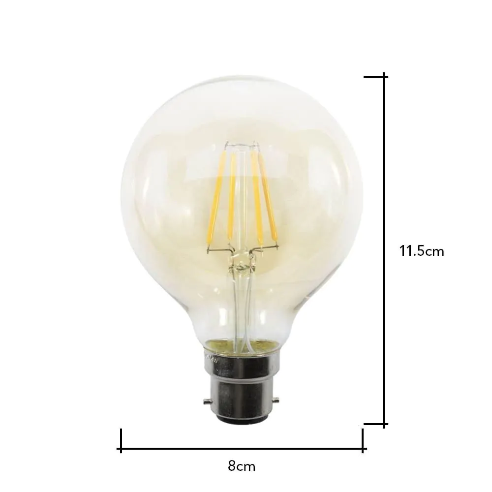 4W LED BC B22 Vintage Filament Globe Bulb, Tinted - Image 3