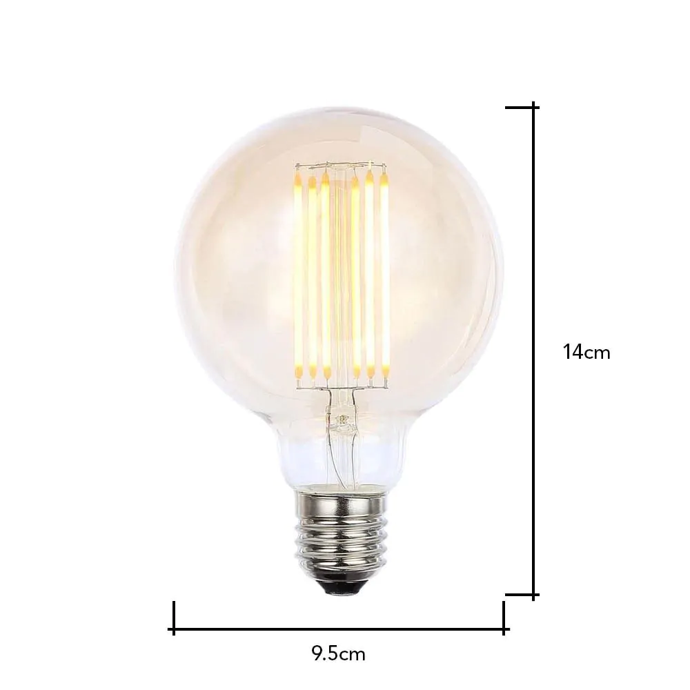 6W LED ES E27 Vintage Filament Large Globe Bulb, Tinted - Image 3