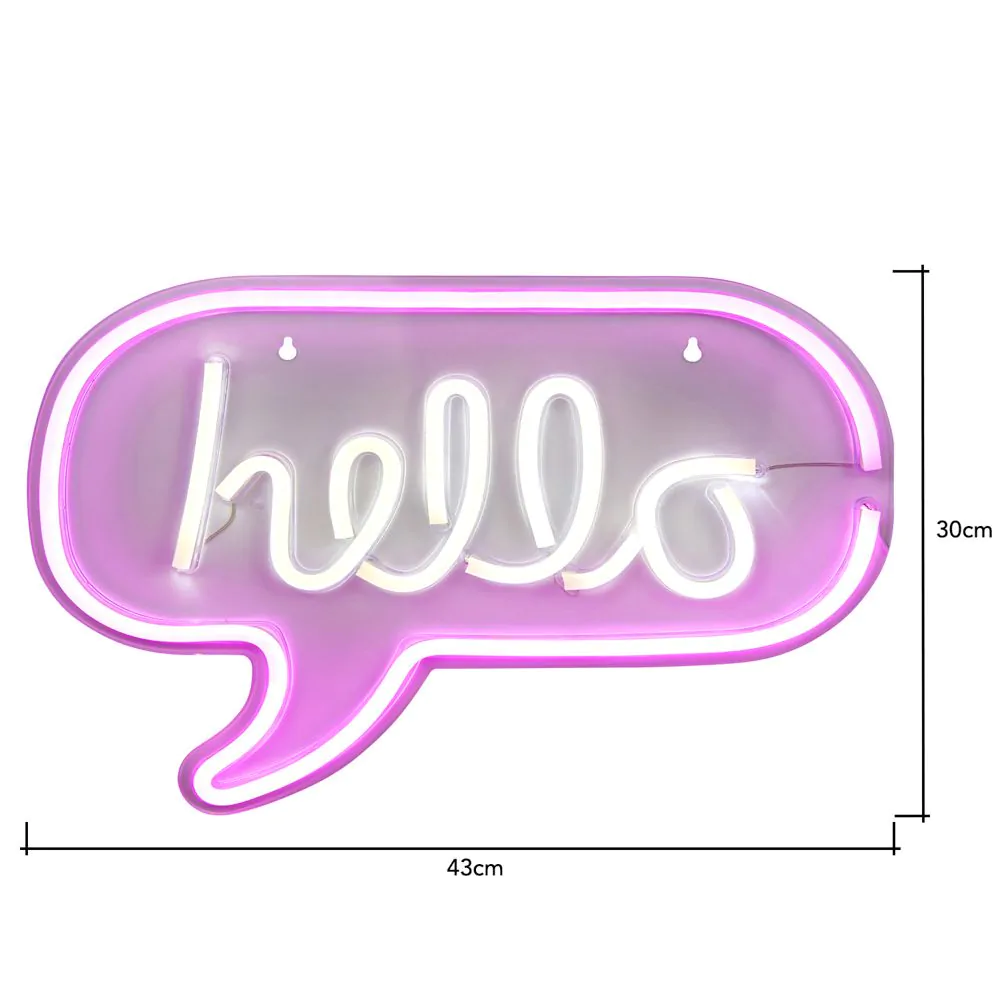 Glow Hello Neon Wall Light, Pink - Image 7
