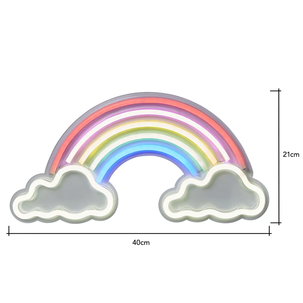 Glow Rainbow And Cloud Neon Wall Light, White - Image 7