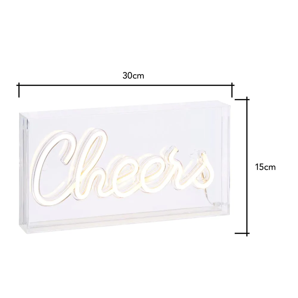 Glow LED Cheers Acrylic Neon Style Light Box, White - Image 7